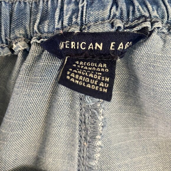 American Eagle | Elastic Waist High Rise Wide Leg Cropped Pants | Size 4 Women's - Picture 5 of 10